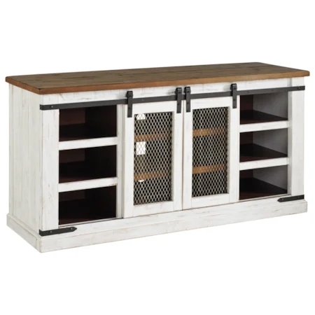 60" Rustic Large TV Stand with Sliding Barn Doors