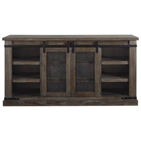 60" Rustic Large TV Stand with Sliding Barn Doors