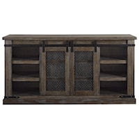 60" Rustic Large TV Stand with Sliding Barn Doors