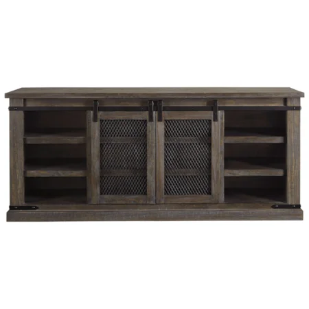 70" Rustic Extra Large TV Stand with Sliding Barn Doors
