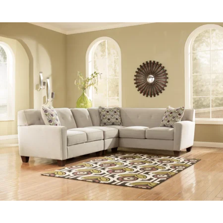 Contemporary Tufted RAF Sofa Sectional with Armless Chair