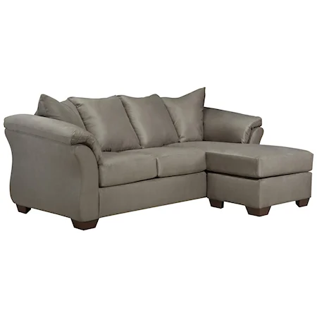 Contemporary Sectional Sofa Chaise with Flared Back Pillows