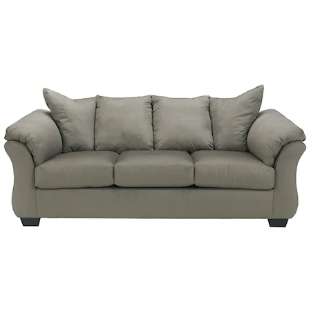 Contemporary Stationary Sofa with Flared Back Pillows