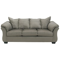  Contemporary Stationary Couch with Flared Back Pillows