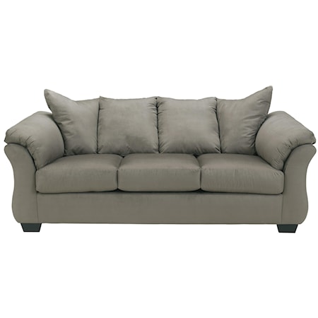 Contemporary Stationary Sofa with Flared Back Pillows