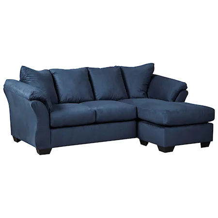 Contemporary Sofa Chaise with Flared Back Pillows