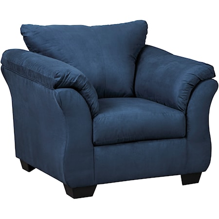 Contemporary Upholstered Chair with Sweeping Pillow Arms