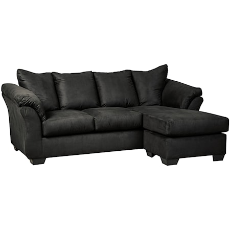 Contemporary Sofa Chaise with Flared Back Pillows