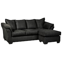 Contemporary Sofa Chaise with Flared Back Pillows