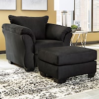 Contemporary Upholstered Chair and Ottoman with Tapered Legs