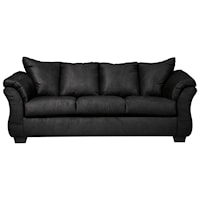 Contemporary Stationary Couch with Flared Back Pillows