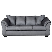 Contemporary Stationary Sofa with Flared Back Pillows