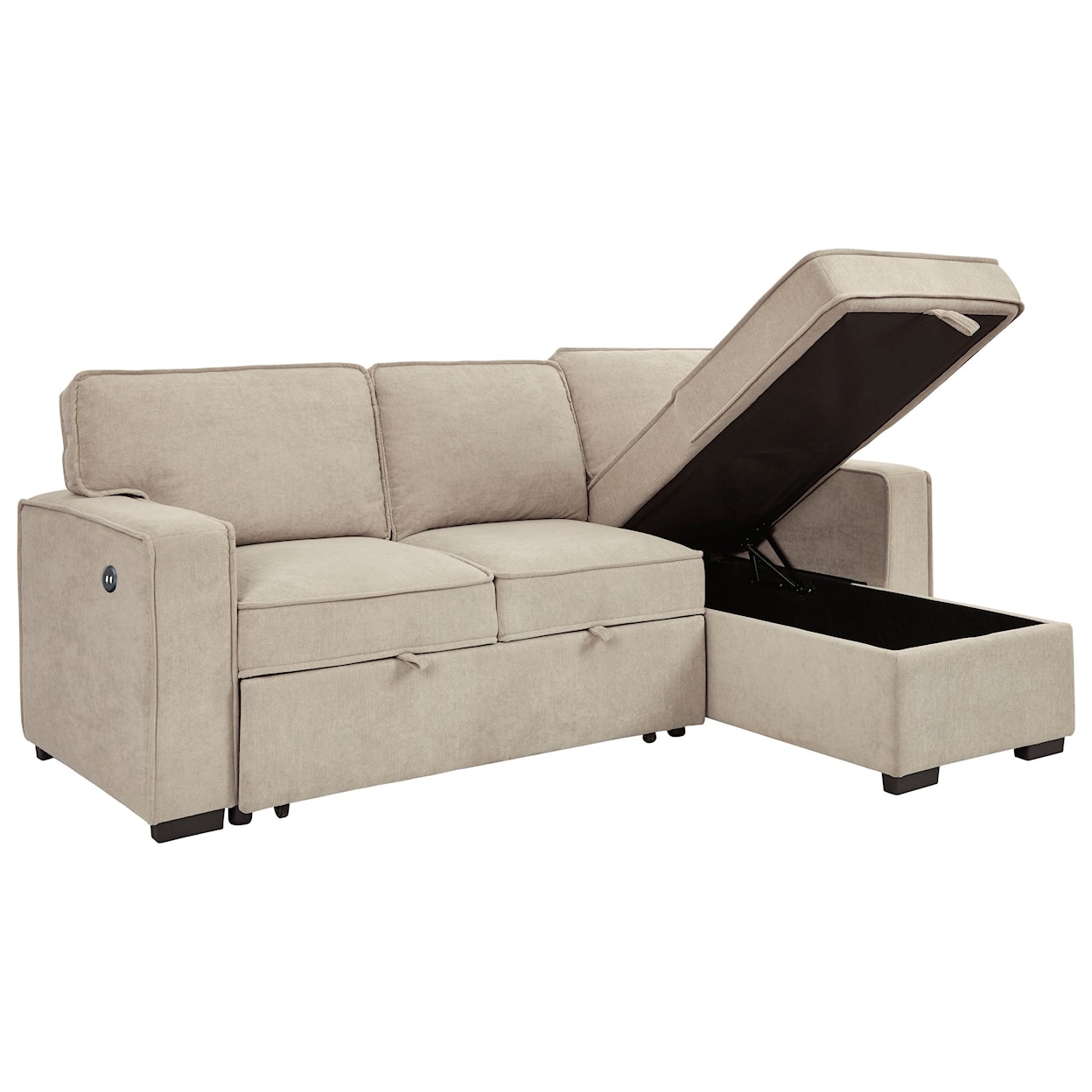 Signature Design by Ashley Darton Sofa Chaise with Pop Up Bed & Storage Chaise