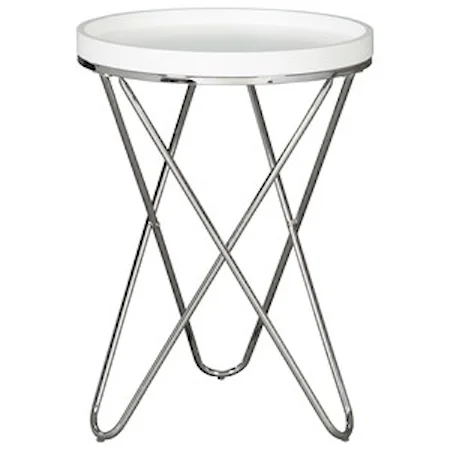 Round End Table with Chrome Base