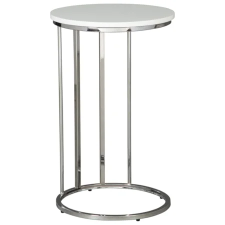 Round End Table with Chrome Metal Base