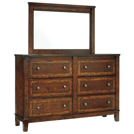 Dresser with Mapa Burl Inlay & Bedroom Mirror