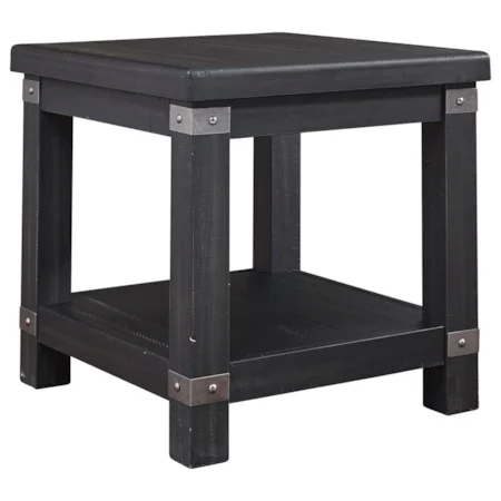 Rectangular End Table with 2 Outlets & USB Charging