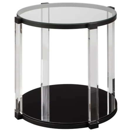 Contemporary End Table with Acrylic Legs and Glass Top
