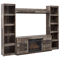 Rustic Entertainment Wall Unit with Fireplace