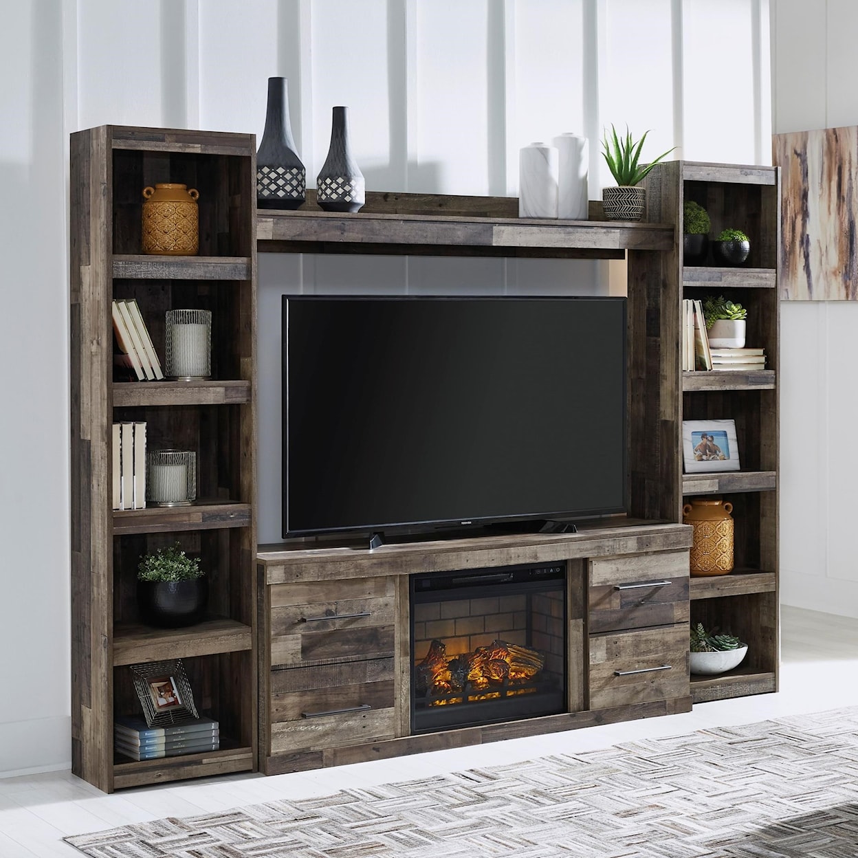 Benchcraft Derekson Entertainment Wall Unit with Fireplace