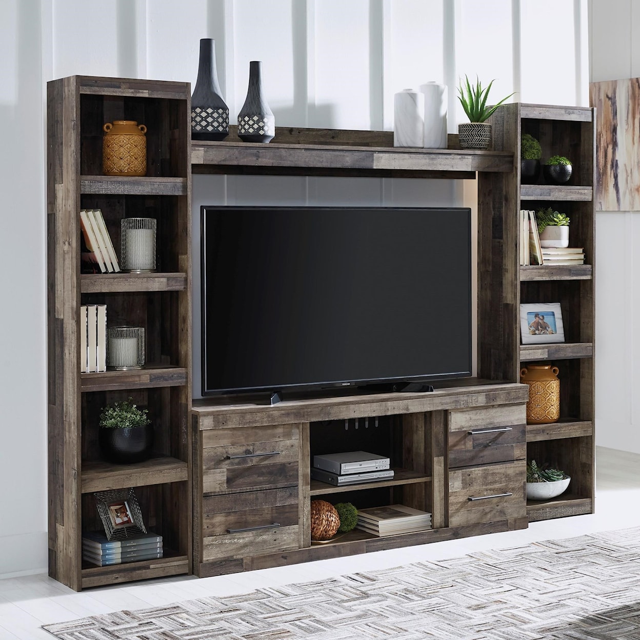 Ashley Furniture Signature Design Derekson Rustic Entertainment Wall Unit