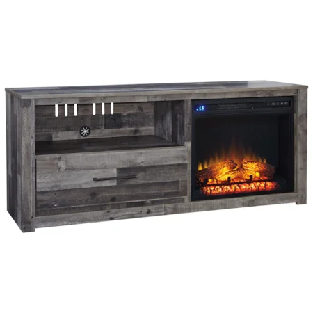 Large Contemporary 59" TV Stand with LED Fireplace