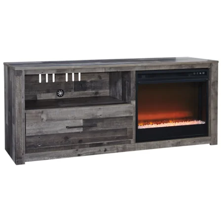 Large Contemporary 59" TV Stand with LED Fireplace