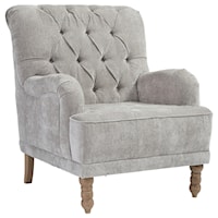 Gray Accent Chair with Diamond Tufted Back and English Arms