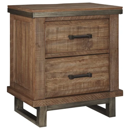 Modern Rustic Solid Wood Two Drawer Night Stand