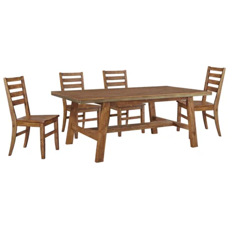 5-Piece Solid Wood Rectangular Dining Table Set