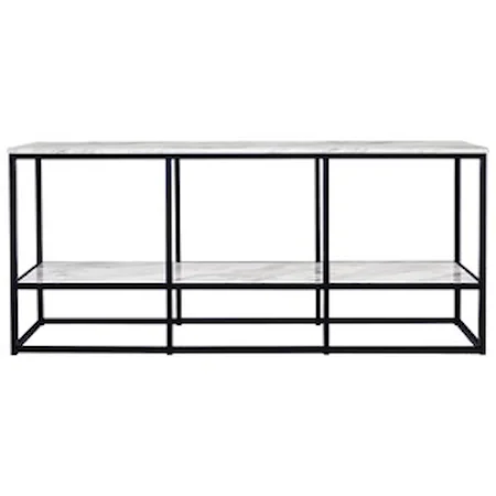 Metal Extra Large TV Stand with White Faux Marble Top