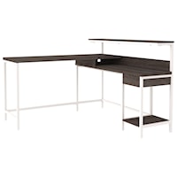 L-Desk with Storage and White Metal Frame