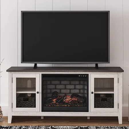 Large TV Stand w/ Fireplace Insert