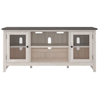 Two-Tone Large TV Stand with Glass Doors