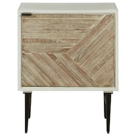 White/Gray Wash Accent Cabinet with Geometric Door Front
