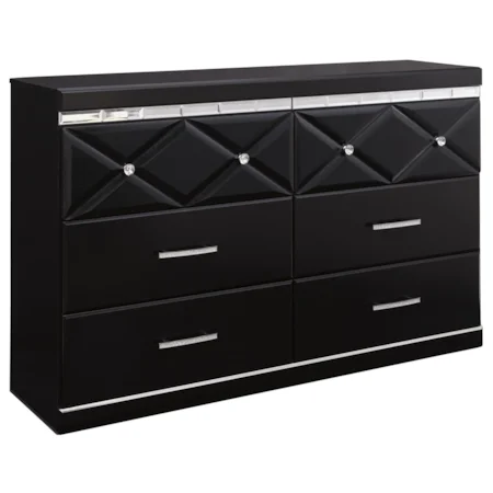 6-Drawer Dresser with Faux Crystal Accents