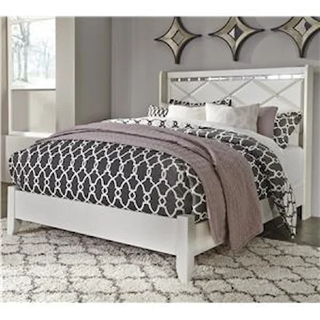 Queen Panel Bed with Faux Crystals