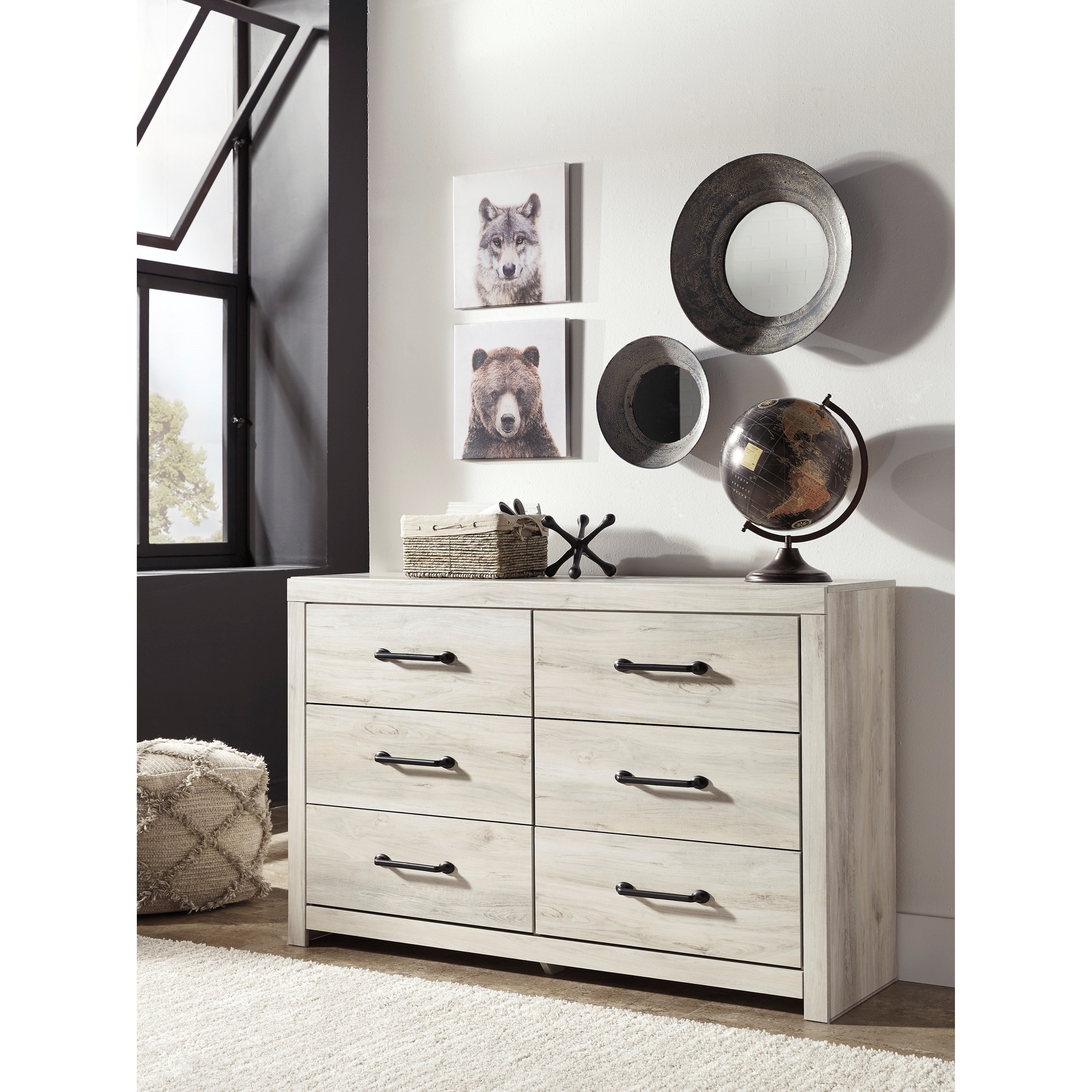 Ashley white 6 shop drawer dresser