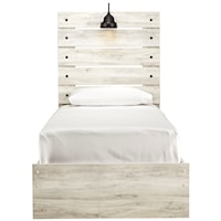 Rustic Twin Panel Bed with Industrial Light