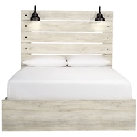 Rustic Queen Panel Bed with Industrial Lights