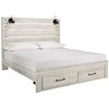 Signature Design Cambeck King Bed w/ Lights & Footboard Drawers