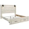 Signature Design Cambeck King Bed w/ Lights & Footboard Drawers