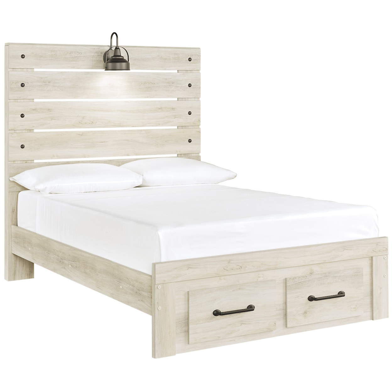 StyleLine APOLLO2 DYLAN Full Panel Bed w/ Light & Footboard Drawers