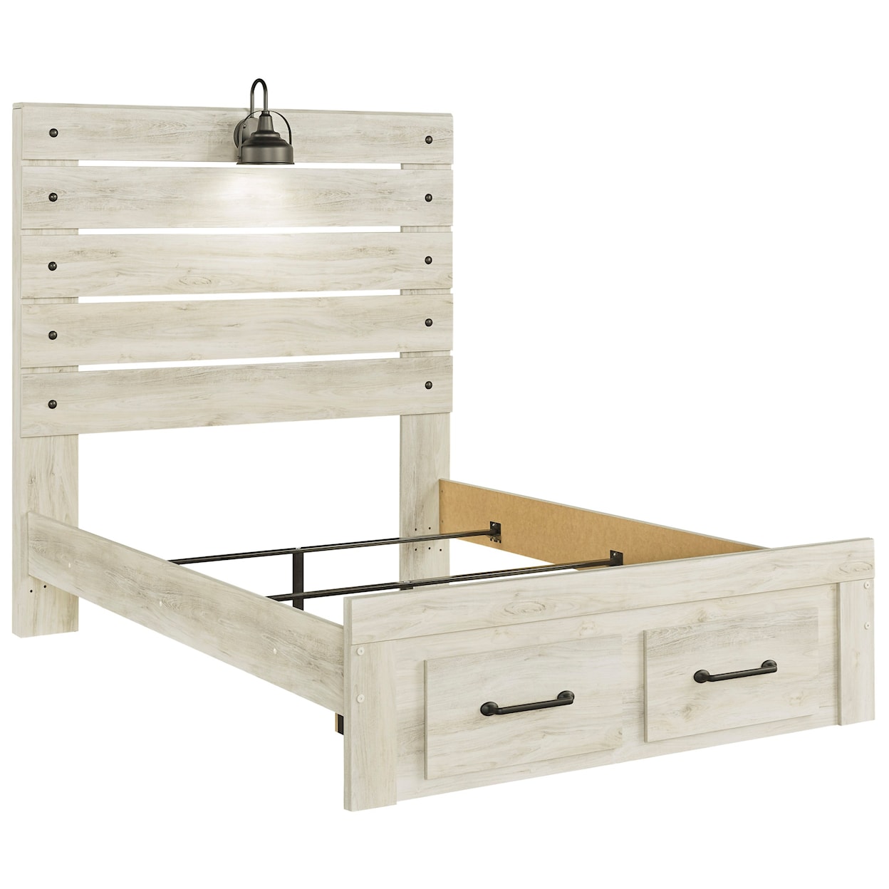 StyleLine APOLLO2 DYLAN Full Panel Bed w/ Light & Footboard Drawers