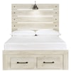 Signature Design Cambeck Full Panel Bed w/ Light & Footboard Drawers