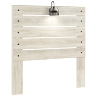 Rustic Full Panel Headboard with Industrial Light