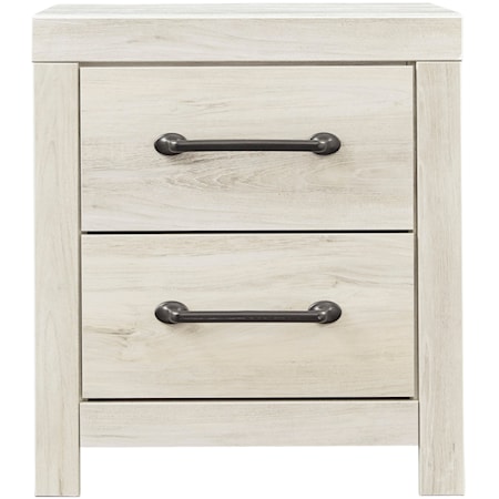 Rustic 2-Drawer Nightstand with USB Ports