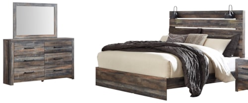 King Panel Bed, Dresser and Mirror