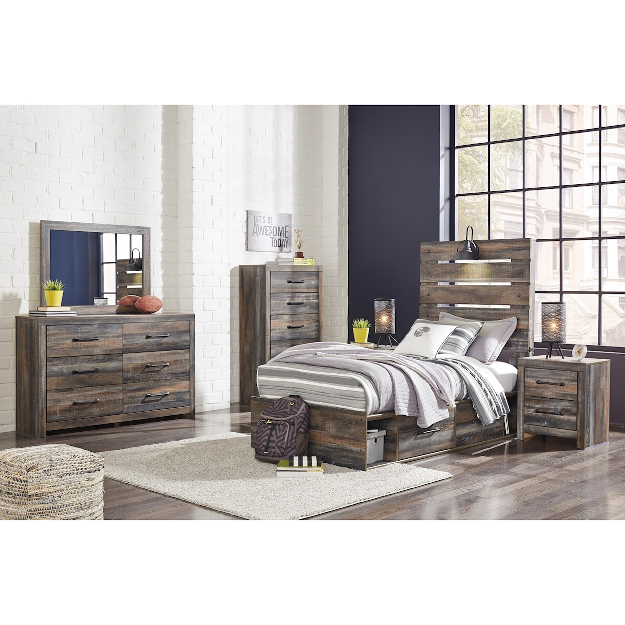 Signature Design by Ashley Furniture Drystan Twin Storage Bed with 2 Drawers
