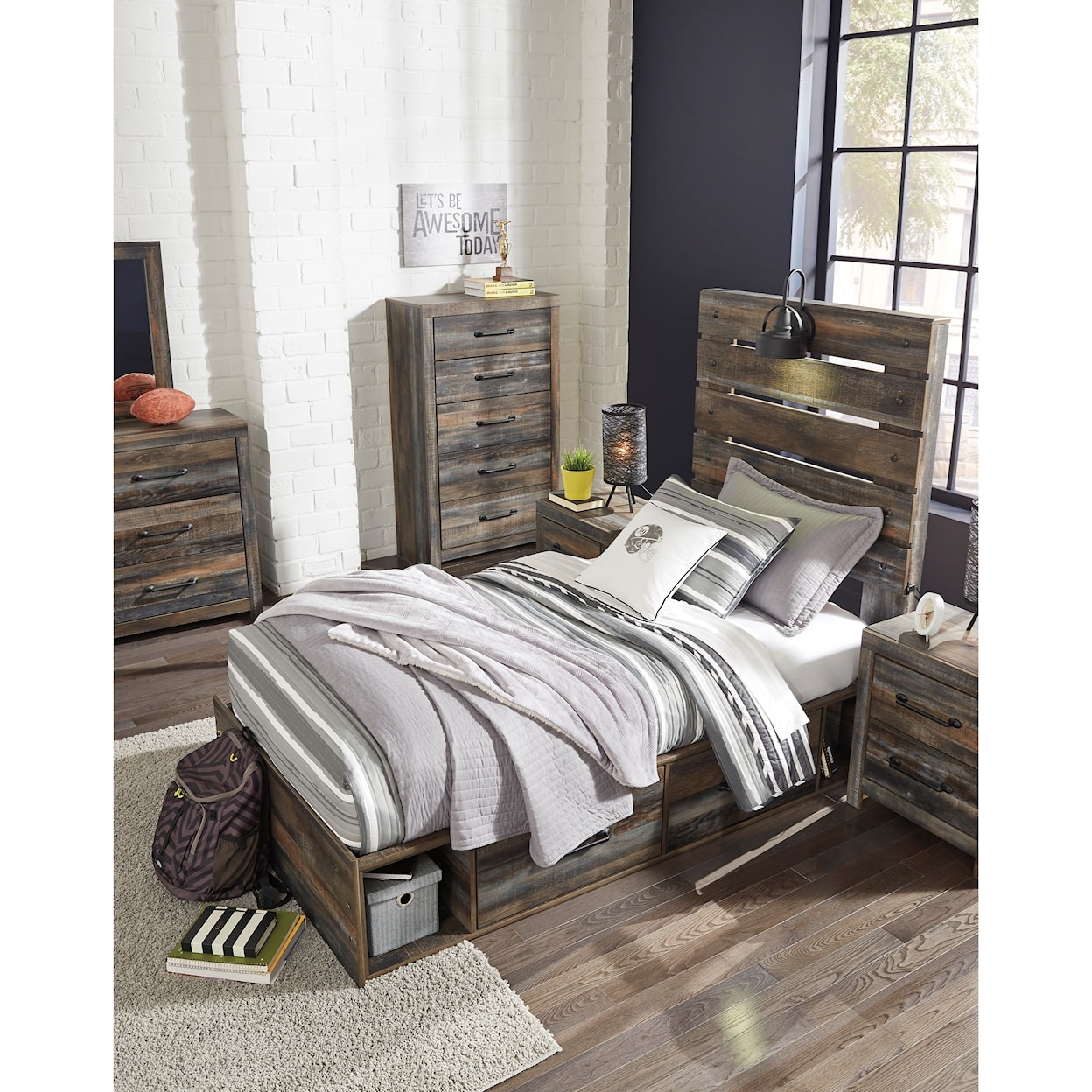 Ashley Signature Design Drystan Twin Storage Bed with 4 Drawers